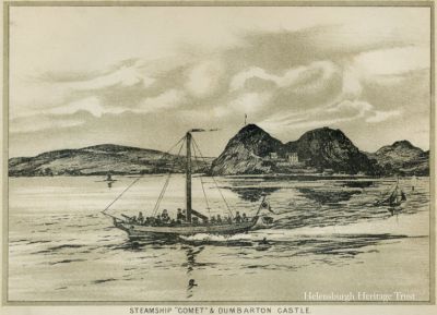 Sketch at Dumbarton
A sketch of the Comet and Dumbarton Rock, from Annals of Garelochside, written by W.C.Maughan in 1897.
