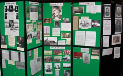 Comet exhibition
Some of the panels in the Henry Bell and the Comet exhibition, compiled by Doris Gentles, in Helensburgh Library, West King Street, throughout August, September and October 2012. Photo by Donald Fullarton.
