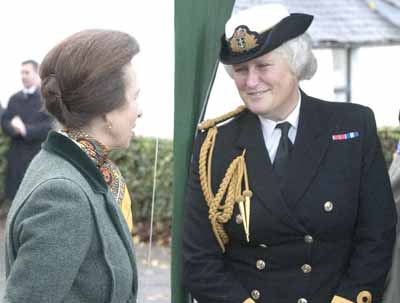 First Lady Commodore
Carolyn Stait, the first lady to serve as Commodore Clyde at the Clyde Naval Base at Faslane, is pictured with Princess Anne. Commodore Stait retired in October 2007 after two years in post, and made her home in Helensburgh.
