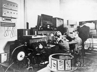 30 line TV
30 line TV from the BBC, circa 1932. T.H.Bridgewater is on the left.
