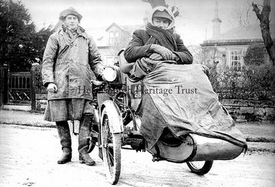 Baird with tricar
A young John Logie Baird with a passenger in a Humber tricar, image circa 1906.
