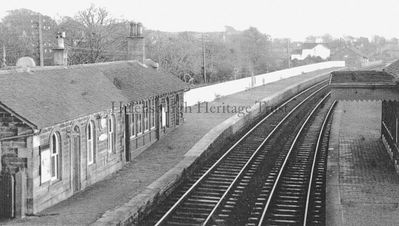 Cardross Station
Cardross Station prior to electrification. The building is the only local remnant of the original Glasgow, Dumbarton and Helensburgh Railway which opened for traffic in 1858. Image date unknown.
