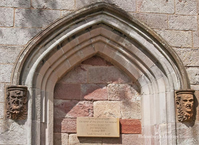 Carved heads
Two carved heads are seen at the bricked-up doorway of the tower of Cardross Old Parish Church, which was destroyed by incendiary bombs dropped by German bombers on the night of May 5-6 1941. The tower was restored in the summer of 1999. Any information about the carved heads would be welcome. Image supplied by Donald Fullarton.
