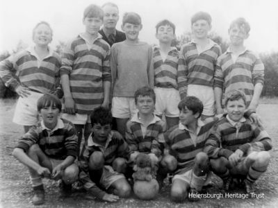 Clyde Street School team
This team from Clyde Street Primary School, managed by janitor Willie Cowe, played in the 1965 Don Cup final at East King Street, but the result is not known. In front are: Jim Urquhart, Billy McKechnie, Paul ?, Simon Fraser and Walter Dolan; standing are Steven Thorpe, William Bell, ?, Donald Paterson, George Murray and Edward McKell. Please email the editor if you can fill in the missing names.
