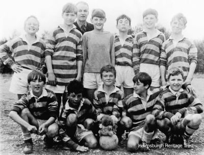 Don Cup finalists
The Clyde Street School team which played in the 1965 Don Cup final at East King Street Park, with manager Willie Cowe, the school janitor. Back row: Steven Thorpe, William Bell, ?, Donald Paterson, George Murray, Edward McKell; front: Jim Urquhart, Bill McKechnie, Paul ?, Simon Fraser, Walter Dolan.
