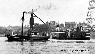 Comet replica
The replica of Henry Bell's Comet, built in 1962 by apprentices at Lithgow's yard at Port Glasgow to mark the Comet's 150th anniversary, is seen passing the Renfrew ferry which is on the south bank of the Clyde.
