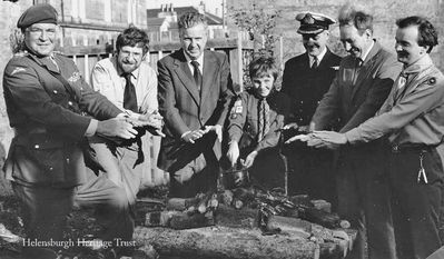 1st Craigendoran Scout Hall opening
VIP guests at the official opening of the 1st Craigendoran Scouts Hall beside the Clyde Centre in October 1981. On the left is Brigadier Alastair Pearson, Lord Lieutenant of Dunbartonshire, and third left is Councillor Billy Petrie. Image supplied by Geoff Riddington.
