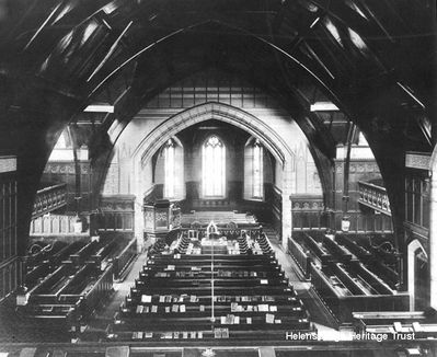 West Kirk interior
An early picture of the interior of St Andrew's Church of Scotland, then Old and St Andrew's, then the West Kirk, and now Helensburgh Parish Church. Image supplied by a former minister of the church, the Rev David Clark.
