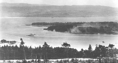 Steamer leaving the Gareloch
The date of this picture, taken from the Whistler's Glen area above Rhu, is not known, and neither has the steamer been identified. Of particular interest is Kidston Point, bottom left
