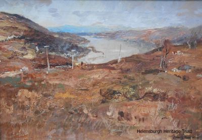 Whistlefield, Gareloch
An oil painting by James Kay RSA RSW entitled 'Whistlefield, Gareloch', which in 2014 was valued at Â£9,500. Kay lived there at Crimea (now Dalriada), Portincaple for 33 years and worked in a studio at 79 West Regent Street, Glasgow. The house belonged to his brother Alec, a shipping office manager. The name was chosen when they moved there in 1909 because his father was a Chief Petty Officer in the Royal Navy during the Crimean War, serving in the Black Sea area. James painted an elaborate mural of scenes from the Crimean War on the walls of the main entrance. Image date unknown.
