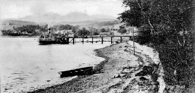 Lady Clare
The steamer Lady Clare takes on passengers at Garelochhead pier. She was built in 1891 by J.MacArthur & Company of Paisley for the North British Railway Companyâ€™s service up the Gareloch from Craigendoran, and latterly Greenock. A smaller version of Lucy Ashton but with equally neat proportions, she was 180 feet long with a beam of 19 feet. After also serving in Derry from 1906 and in World War One as a minesweeper based in Belfast, she was broken up at Dumbarton in 1928. Image c.1900.
