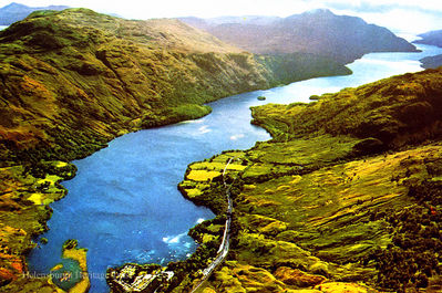 Loch Lomond
An aerial view of Loch Lomond, which is 23 miles long and, at its widest, five miles wide. To the left is the 3,192 feet Ben Lomond. Image circa 1982.
