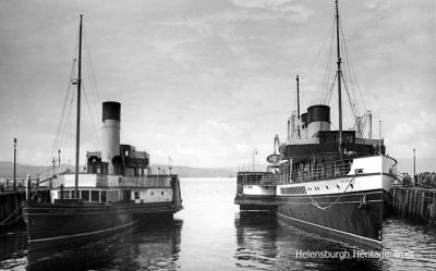 Popular paddlers
A 1948 view of two of the most popular steamers at their base at Craigendoran Pier, the Lucy Ashton and the Jeanie Deans.
