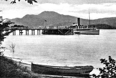 Steamer at Luss
A Loch Lomond steamer boards passengers at Luss Pier, circa 1938.
