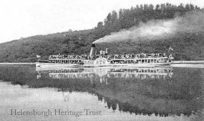 Loch Lomond steamer
This picture of a steamer, probably the SS St George, in Luss Straits was published by C.R.Gilchrist & Sons, Alexandria, circa 1926.
