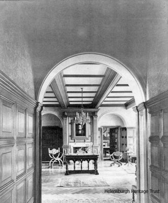 Redtower
An early interior image of Redtower, 4 Douglas Drive West, Helensburgh, a red sandstone chateau-like mansion built in 1898 by distinguished local architect William Leiper for grocer James Allan. At the end of the 20th century it was bought by the Roman Catholic Diocese of Glasgow and used as a drug rehabilitation centre, but it has since reverted to private use and the name has been changed to Redtowers. Image supplied by Dr Nigel Allan.
