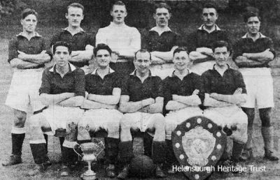 1945-47 Rhu Amateurs
A Rhu Amateurs side from the 1940s. Back row (from left): John Parlane, David Dodds, Jim Spy, John Miller, Archie McNab, and John Parlane's twin, Willie; front: Sam Best, Hugh Dawson, Jimmy McIntyre, Peter Small, Charles Russell. 
