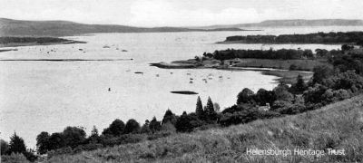 Rhu Narrows
An old image of the Gareloch from above Clynder showing Rhu Narrows as it used to be, before the passage between the Spit and Rosneath was widened for use by naval vessels and submarines. Image date unknown.
