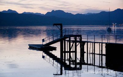 Silver's jetty
An atmospheric photo by Kirsten Easdale of the jetty at Silver's, from the boatyard in Rosneath. Image, taken in midsummer 2013, supplied by Kirsten.
