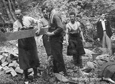 Scouts at work
Members of the local scouting Rovers building a cabin in the woods at Luss in the early 1950s. More information would be welcomed. Image supplied by Gordon Fraser.
