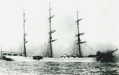 Sailing ship Helensburgh
The three masted iron full-rigged ship named Helensburgh, a fine main skysail yarder, was built by Robert Duncan of Port Glasgow in 1883 for Thom & Cameron of Glasgow, but in 1906 they sold her to a Norwegian, M.H.Bruusgaard of Drammen, who renamed her Marita. During World War One she was stopped and sunk on April 23 1917 by a German submarine, U-82, about 110 miles west of St Kilda while on passage from Buenos Aires to Aarhus with a cargo of grain. Image date unknown.
