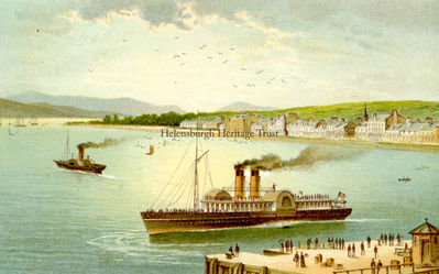 Steamer off Helensburgh
An antique view of Helensburgh taken from a publication dated between 1889 and 1895. The actual size of the print is 120mm x 75mm. Artist unknown.
