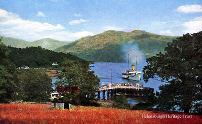 Tarbet Pier
A 1905 image of Tarbet Pier on Loch Lomond, with Ben Lomond beyond.
