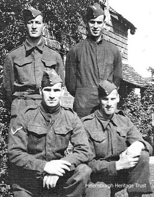 Four brothers
Four Helensburgh brothers who were Argyll and Sutherland Highlanders Territorials, pictured circa 1939 almost certainly in England by the look of the hanging tiles in the background. Charlie and Jock McDonald are standing, with Lachie and Tommy McDonald in front. Image supplied by Mrs Betty Stewart, Lachie's daughter.
