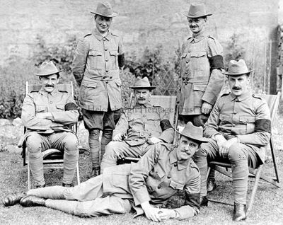 Photographer in uniform
Keen Helensburgh photographer Robert Thorburn is the man in front in this presumably World War One group picture. A grocery shop manager, he moved to Helensburgh before 1900, and lived at 24 East Princes Street on March 2 1900 when he married Christina Graham, of 29 James Street. His age at the time of his marriage was given as 27, and he lived in Helensburgh until his death in 1945.
