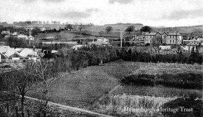 Two Burgh Hospitals
On the left is the Victoria Infirmary, built in 1895 to the design of the celebrated architect William Leiper and partly in use today, and on the right is the Helensburgh Infectious Diseases Hospital which was in operation from 1875 to 1956. It was demolished three years later. Image date unknown.
