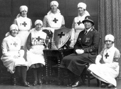 VADs and Red Cross 1925-29
In this period both Junior and Senior teams of local VADs and Red Cross won the County Cup and Shield. The lady with medals is Miss Ellis Napier of Cardross. Image supplied by Jenny Sanders.
