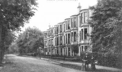 Prince Albert Terrace
The Terrace in Victoria Road was built in the late 1870s by William Tait for the Cramb family, who owned Hermitage Park. It is said to have been built to such a height and facing north on the orders of the owners to obscure the view of the river from Lansdowne House opposite and overlook it, because Susannah Cramb had been jilted by a young man from Landsdowne. Novelist A.J.Cronin (1896-1981) lived in the Terrace, and contemporary portrait painter Stephen Conroy was born at no.3 in 1964.
