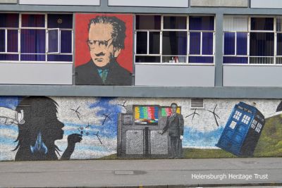 Whole Wonder Wall
A tribute to John Logie Baird on the wall of the University of Strathclyde Graham Hills Building in George Street, Glasgow â€” one of a number of massive official murals. Appropriately, on the right is Dr Who's Tardis. Image supplied by Des Gorra.
