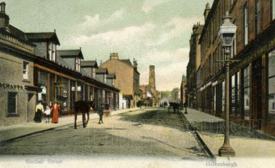Sinclair Street looking north
This old card, looking up Sinclair Street from Clyde Street, is post-dated 1905. The nearest lamp post on the east side is inscribed Clyde St E.
Keywords: Sinclair street