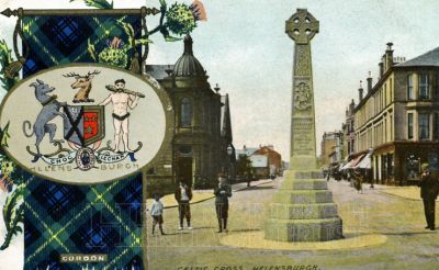 Centenary Cross
Old postcard with the centenary cross in the middle of Colquhoun Square, and the coat of arms.
